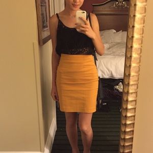 Mustard pencil skirt